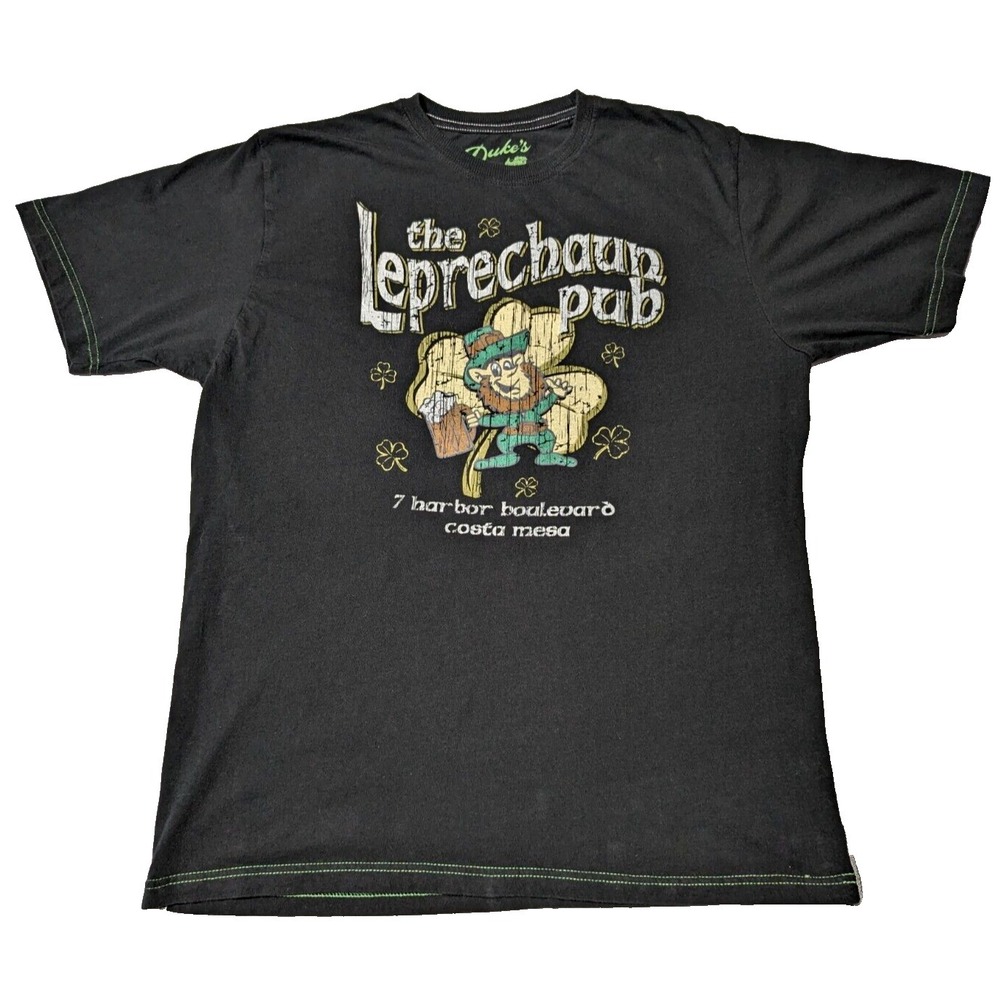 DUKE'S THE LEPRECHAUN PUB‎ Costa Mesa Men Medium Black Cotton Graphic T-Shirt